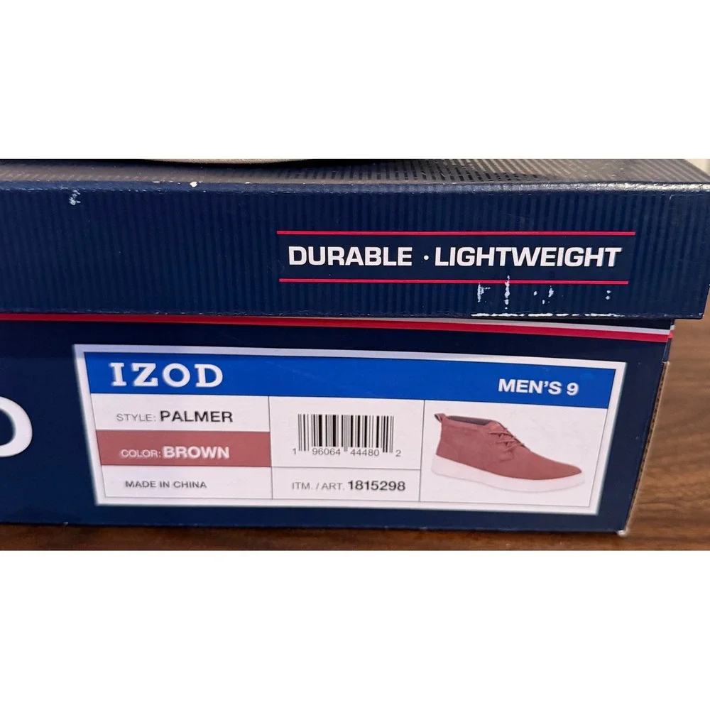NWT IZOD Palmer Mens Brown Chukka Boots Memory Foam Sneaker Boots 9M Preppy Fall